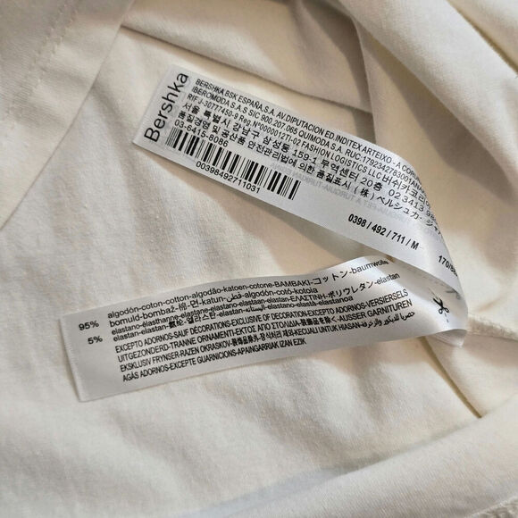 Bershka White Padded Shoulder Tank Dress Sz Medium - Picture 6 of 8